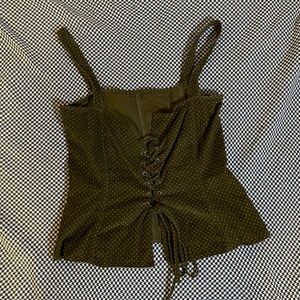 Y2K babydoll deep green with polka dots